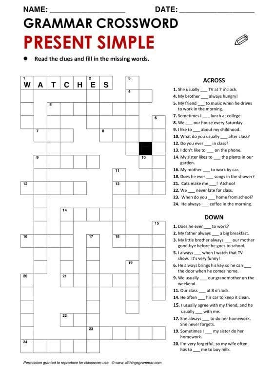 MjU1NDE111بالصور اوراق عمل درس المضارع البسيط مادة اللغة الانجليزية